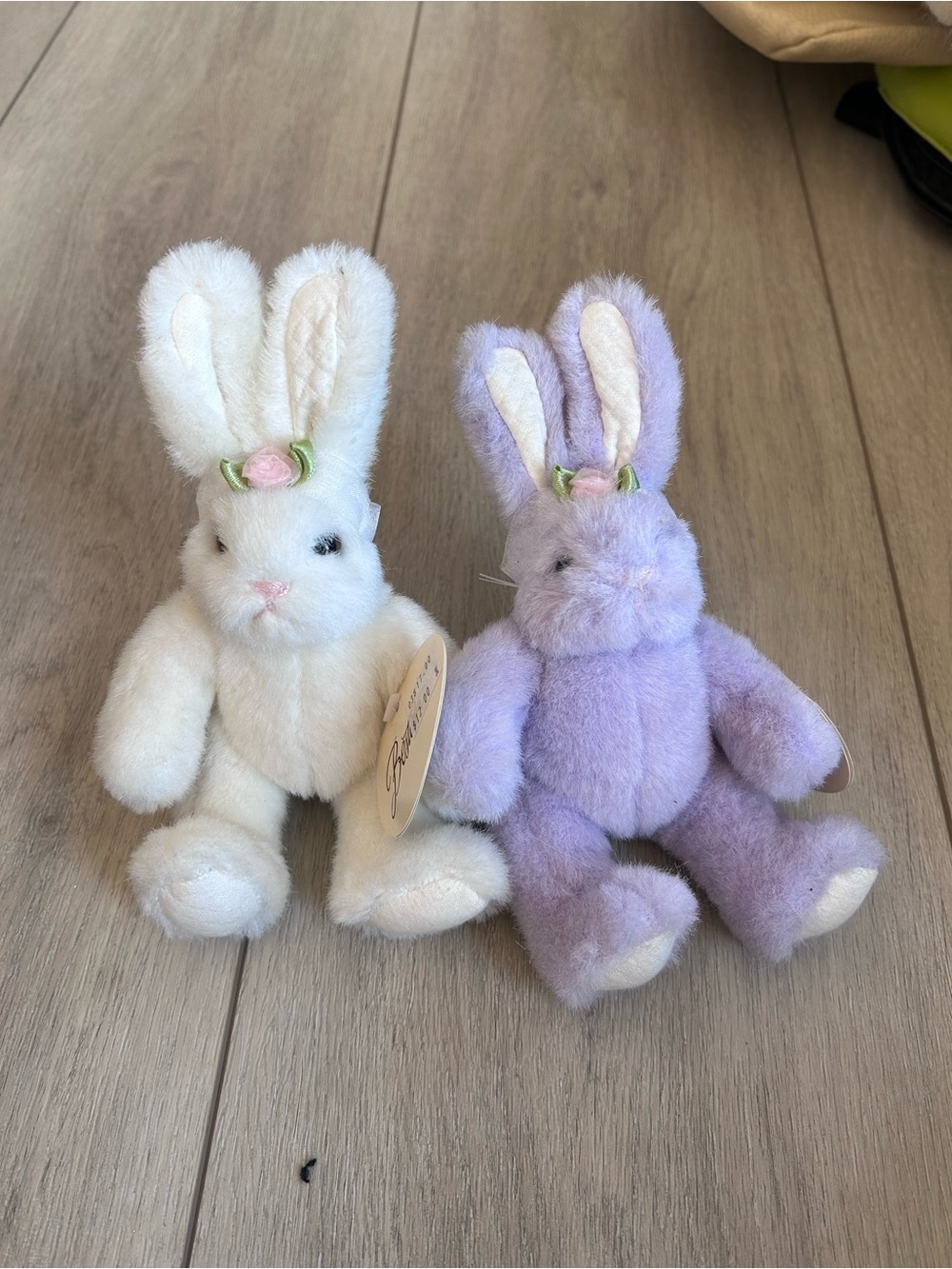 NWT Bestever White & Lavender Bunny Plush Pair Soft Toy Set Small Duo